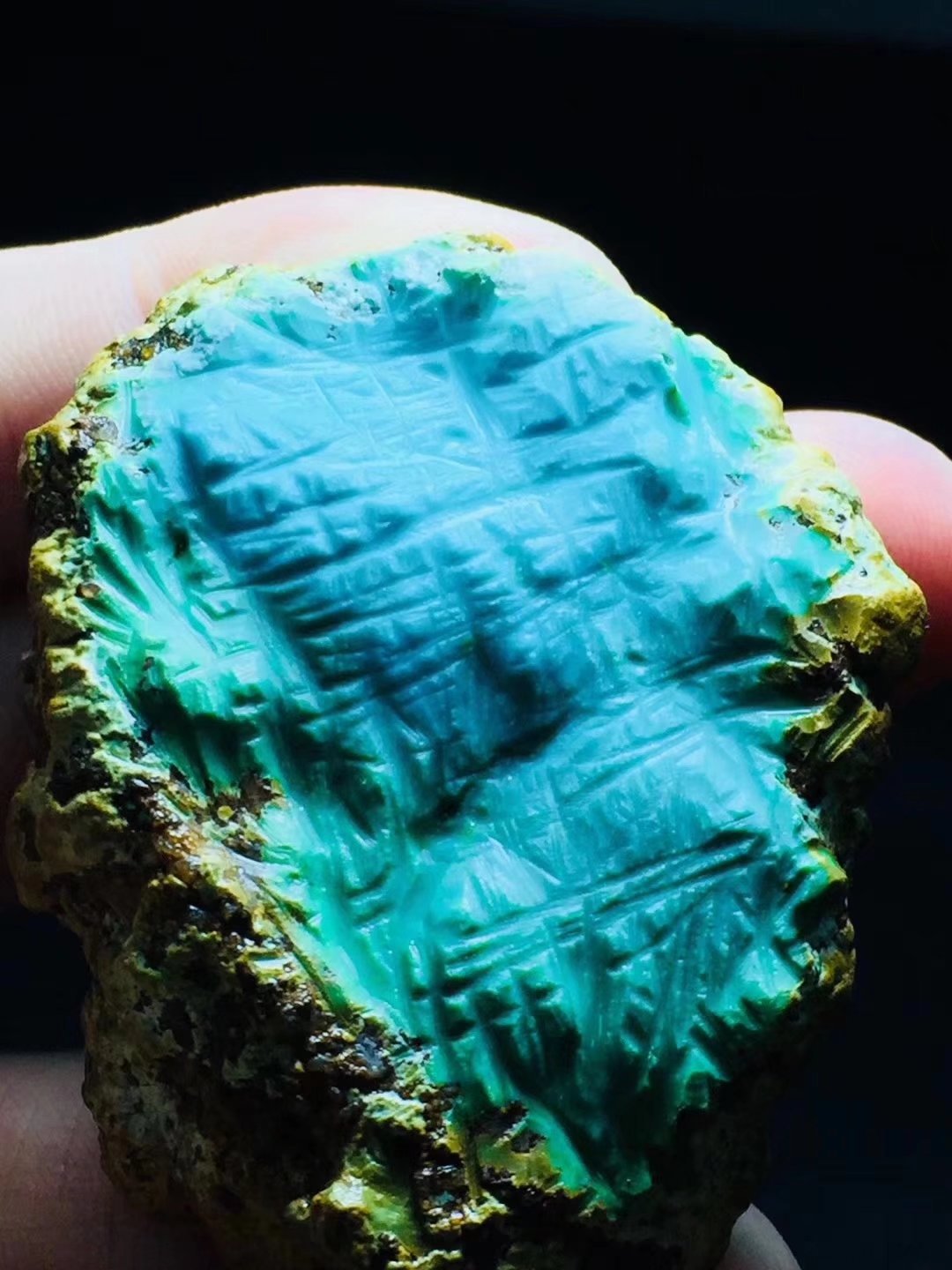 湖北十堰绿松石毛料 天然原矿原石 金龙山玉化蓝料如心珠宝