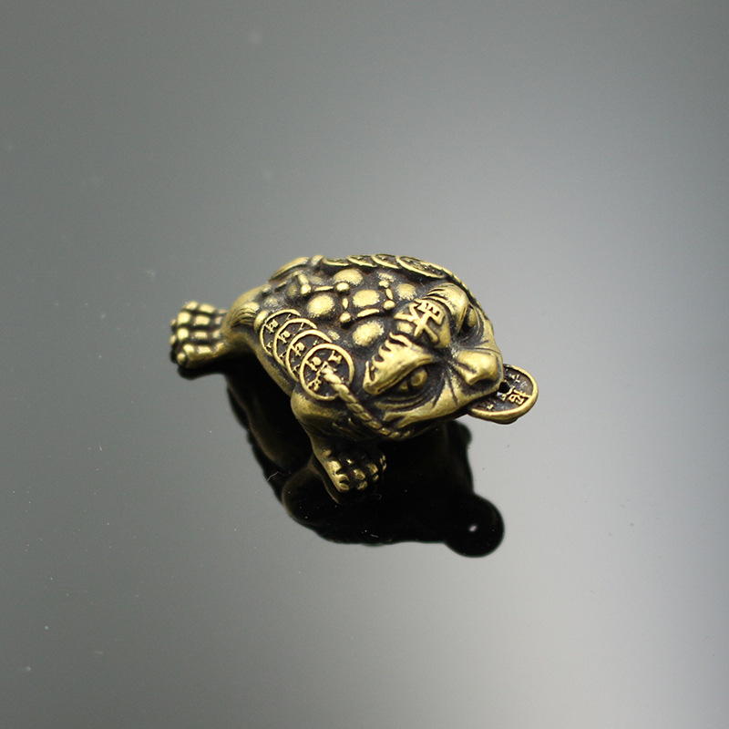 铜实心三脚金蟾吊坠 黄铜蟾蜍挂坠diy箱包皮具养牛挂件