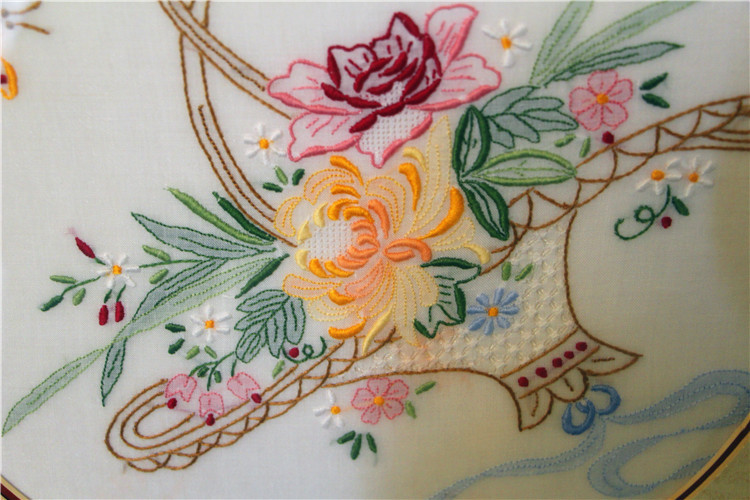 汇韩潮绣工艺品刺绣抽纱花篮礼品客厅餐厅商务场所挂画送礼