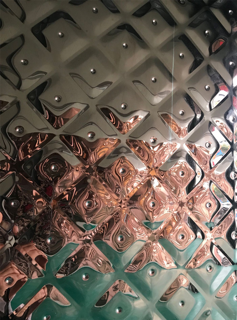 压花镜面304不锈钢黑钛墙面装饰板 批发供应不锈钢压花镜面编织板