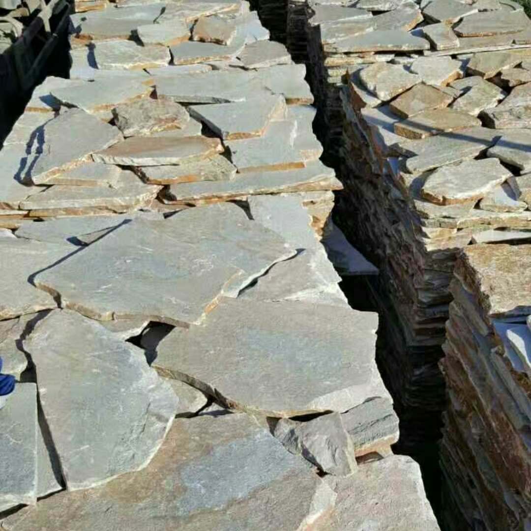 厂家热销 片石 黄色碎拼石 黄色文化石 冰裂纹乱型石 地面外墙工