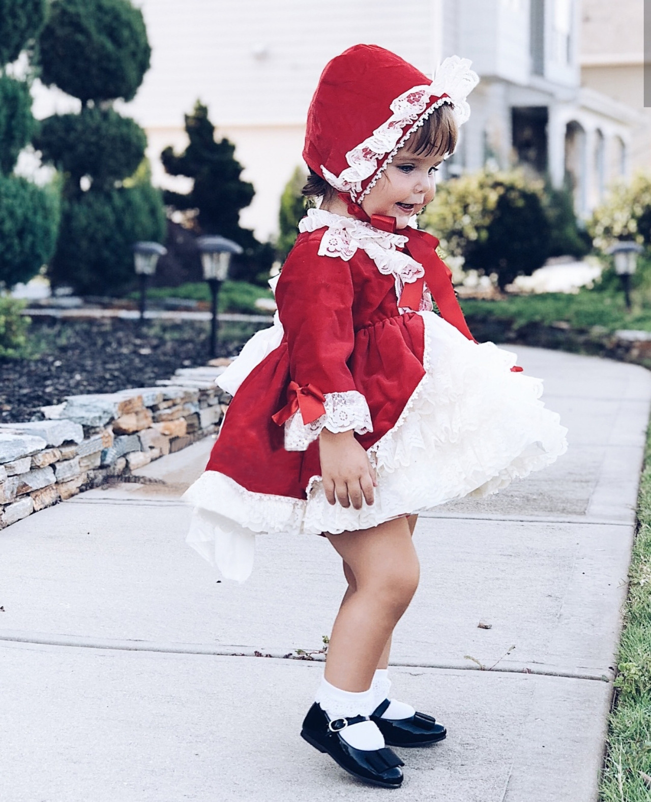 春季新款红色加绒洛丽塔女童连衣裙生日西班牙公主裙ins童装套装