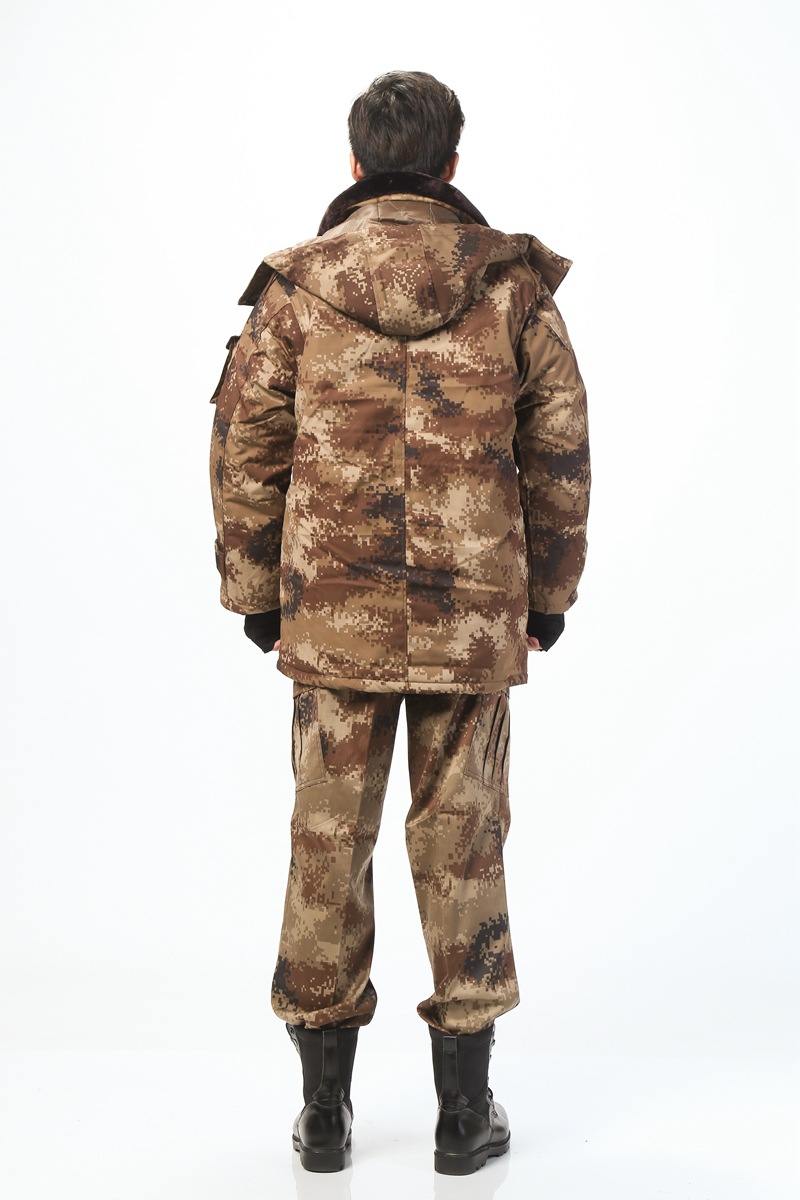 厂家直销迷彩作训大衣男荒漠迷彩大衣加厚棉军大衣保安防寒大衣