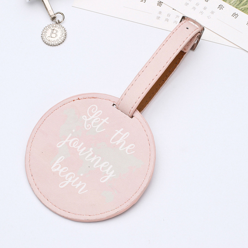 Spot Leather Printed round Suitcase Hanging Tag Luggage Tag Aircraft Boarding Pass Pu Luggage Tag Card Sleeve