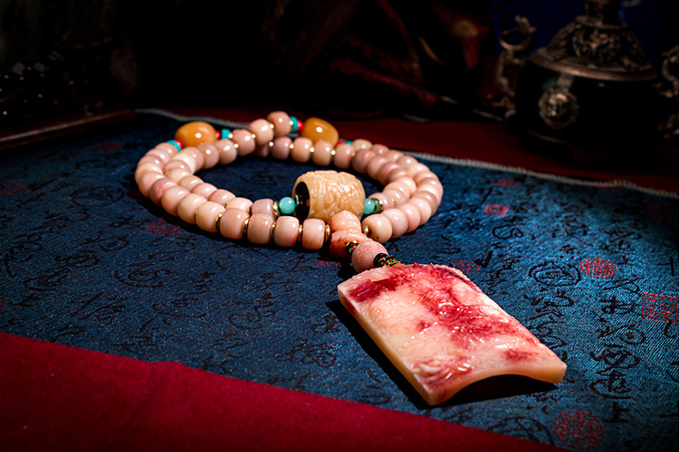天然满血驼骨108颗佛珠手串藏式密宗民族风手链尼泊尔时尚念珠