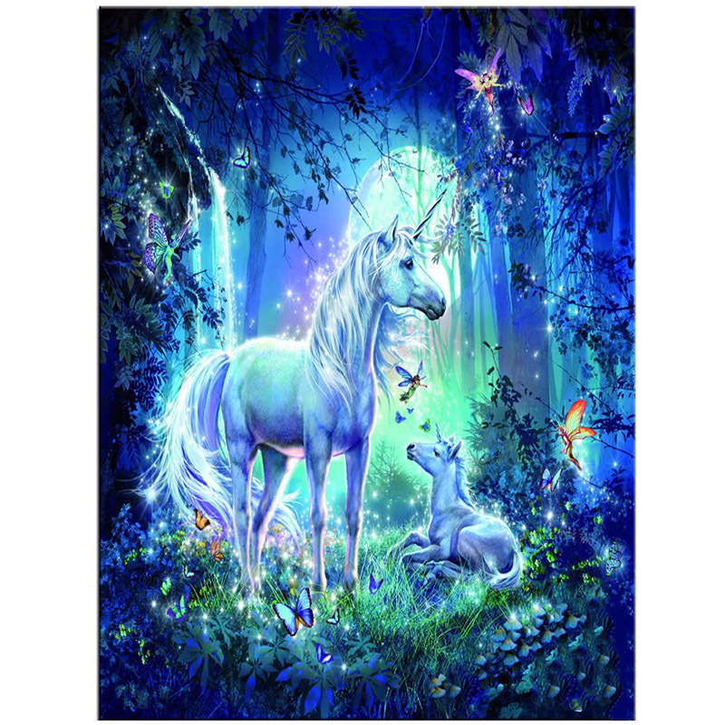 新款5d十字绣油画梦幻独角兽diy钻石画外贸wish速卖通亚马逊ebay