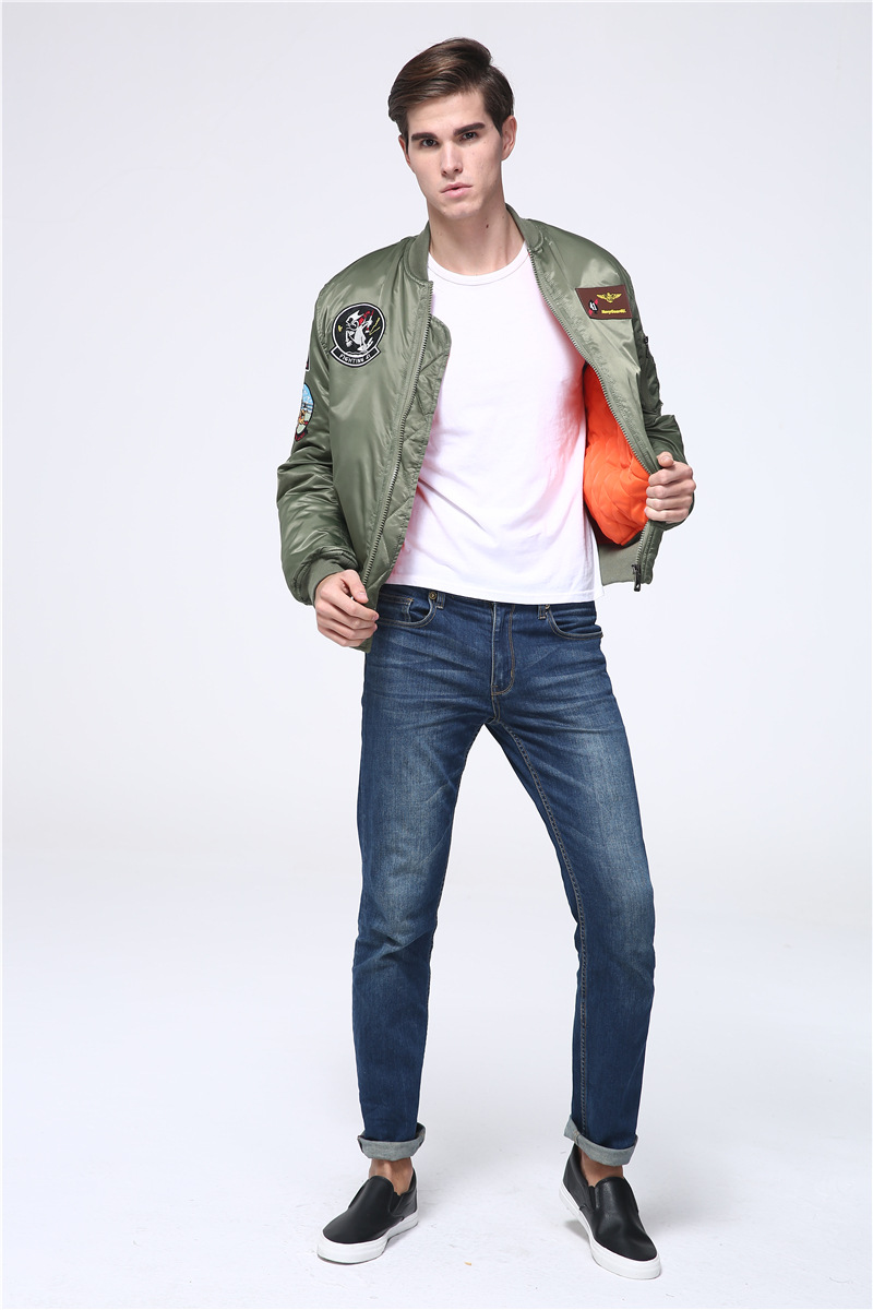 大菲利hiphop空军2018飞行员夹克冬天街拍涂鸦厚拼接绣花外套男女