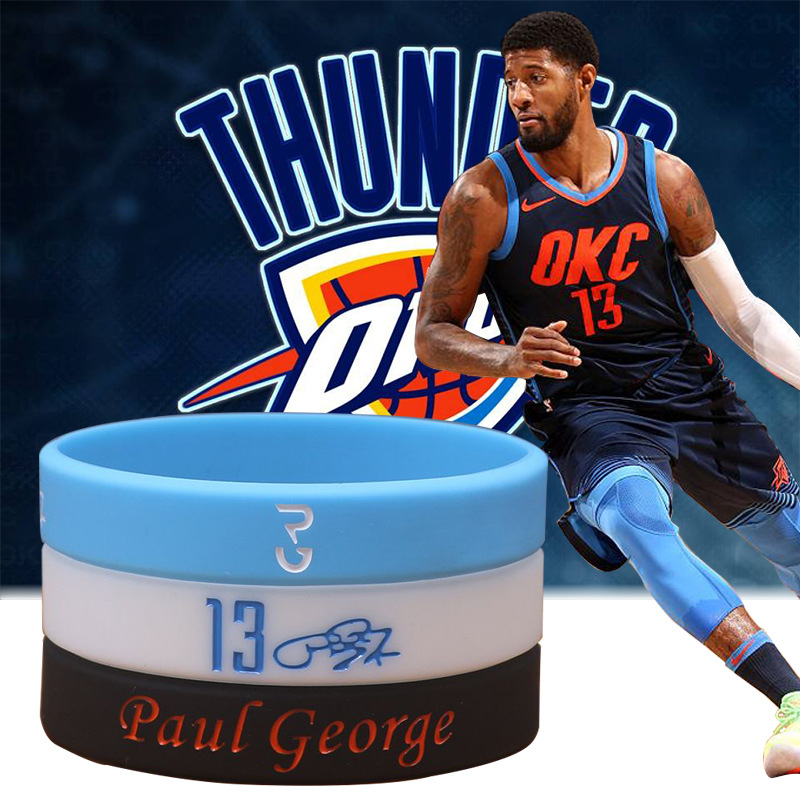 nba雷霆队篮球明星13号保罗乔治签名手环圈运动训练夜光硅胶腕带