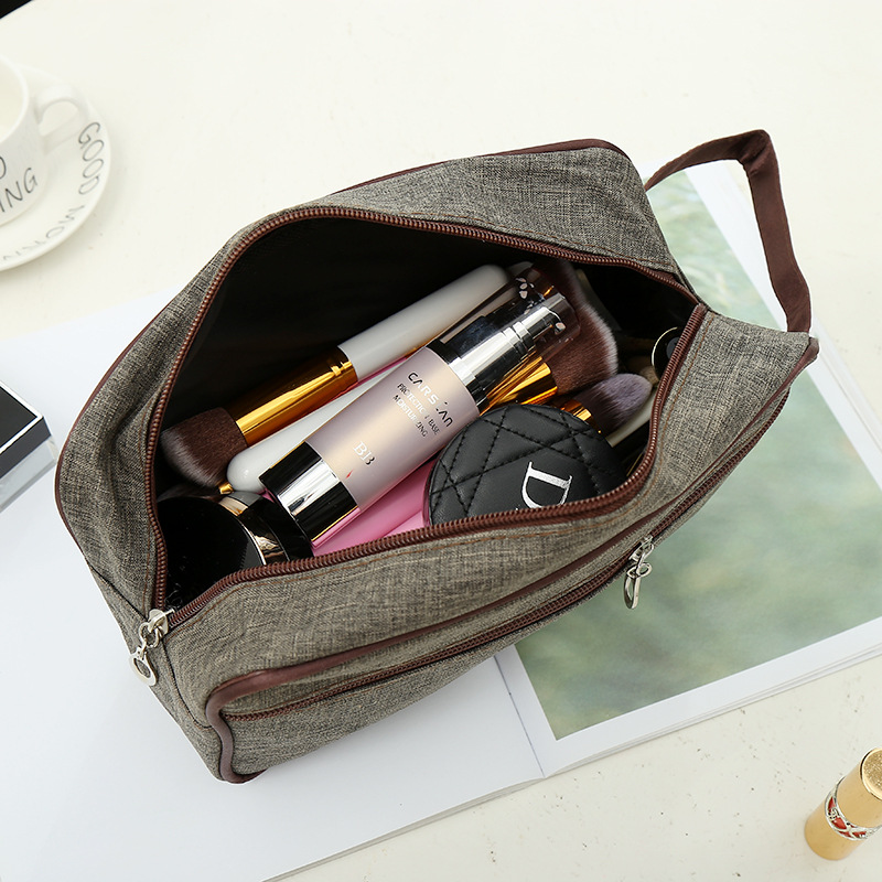 Covered Large Capacity Cosmetic Bag Handheld Canvas Travel Cosmetics Storage Bag Zipper Portable Toiletry Bag Cosmetic Bag