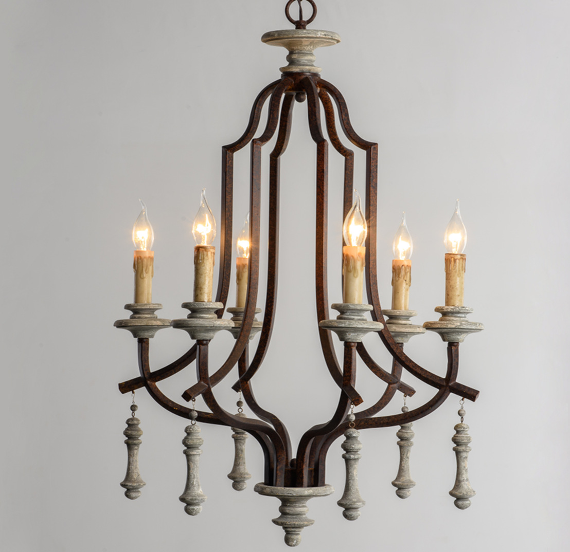 外贸款吊灯美式乡村个性铁艺做旧灯具别墅会所装饰灯客厅餐厅吊灯