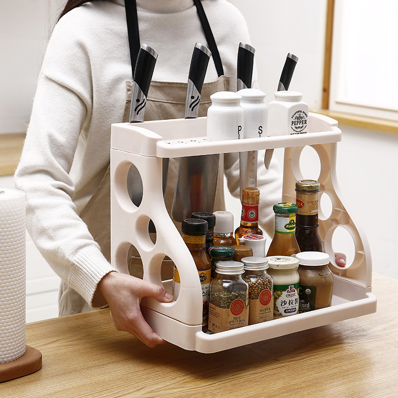 Kitchen Storage Rack Household Supplies Seasoning Product Rack Plastic Multi-Layer Seasoning Rack Storage Rack Amazon Knife Holder 0750