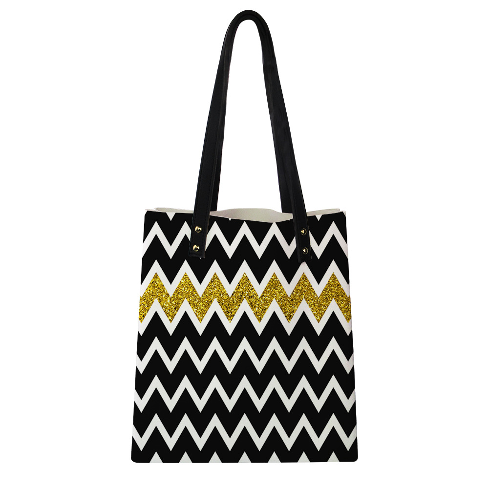 商务风大容量pu手提袋 黑点波点创意图案女士单肩包 厂家批发直销