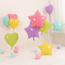 新款18寸心形马卡龙铝膜气球 节庆用品 糖果色五角星星铝箔气球