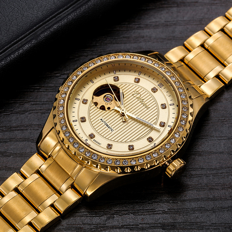 狄凡尼瑞士全自动机械表双镂空机械手表镶钻高档男表爆款男表