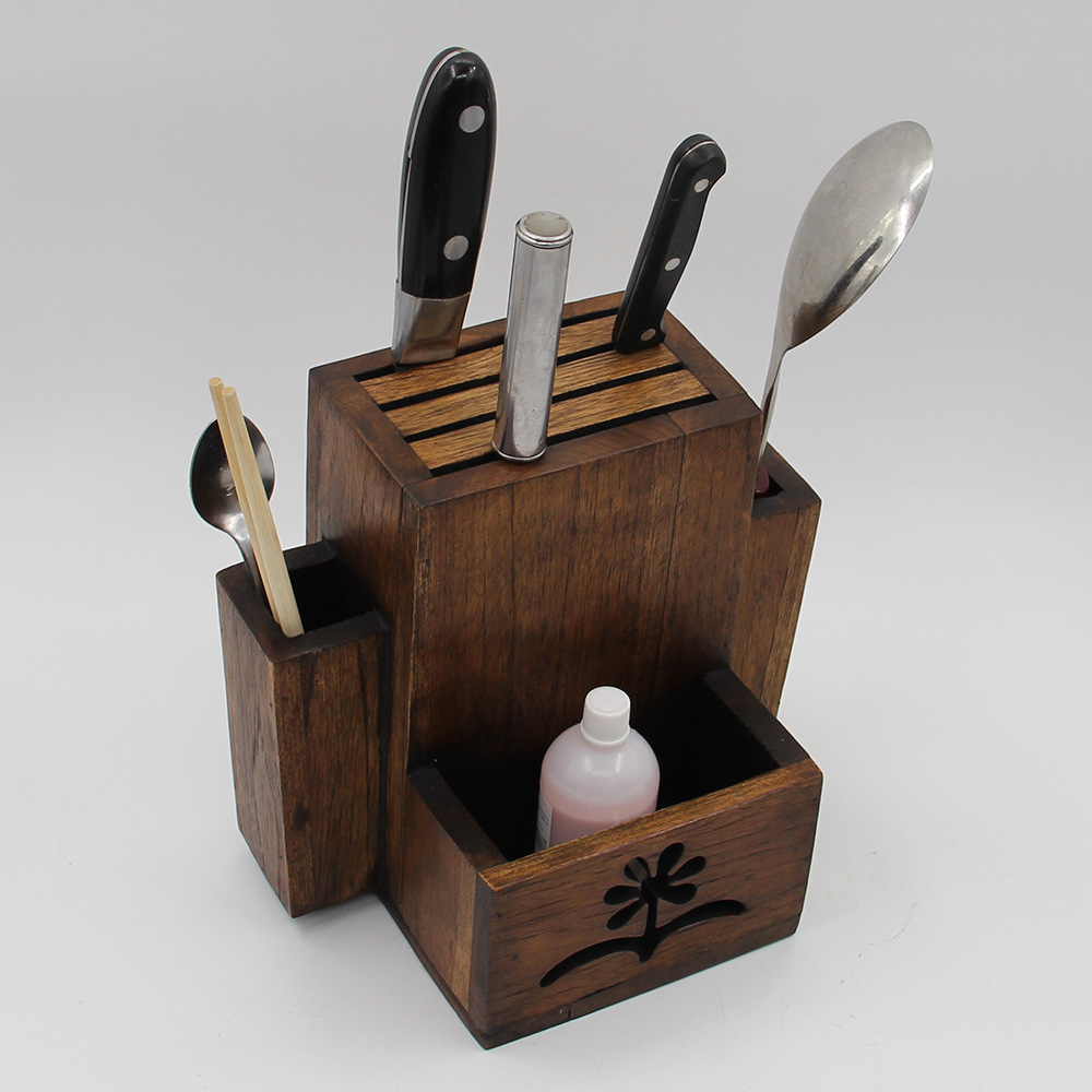 泰式木刀架 厨房用品竖放木刀座刀具收纳架 木刀架置物