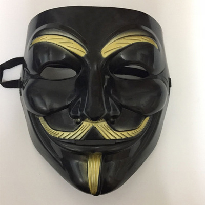 万圣节化妆舞会v脸鬼步舞面具全脸黑色v字塑料仇杀面具批发