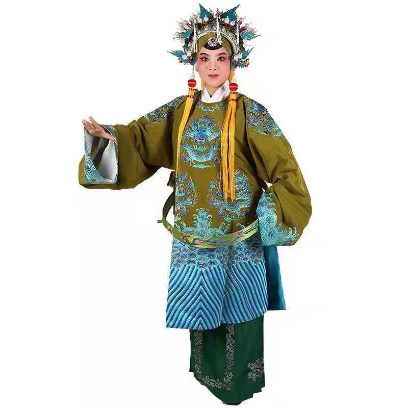 戏剧服装杨家将佘太君老旦蟒袍戏曲团凤香色女蟒太后蟒袍戏服