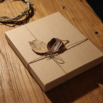 厂家定制 牛皮纸方盒复古diy礼物空白手绘涂鸦个性天地盖礼品纸盒