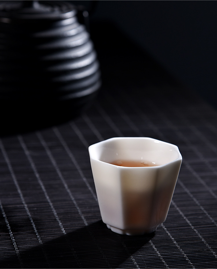 高岭土羊脂玉定窑白瓷茶杯陶瓷加厚正品主人杯品茗杯功夫茶具