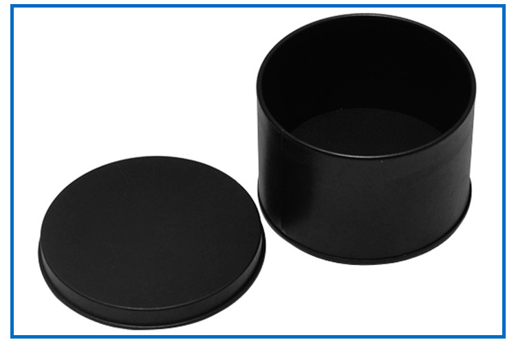 厂家直销马口铁盒子 圆形双面黑色糖果罐 激凸logo 90*60马口铁盒