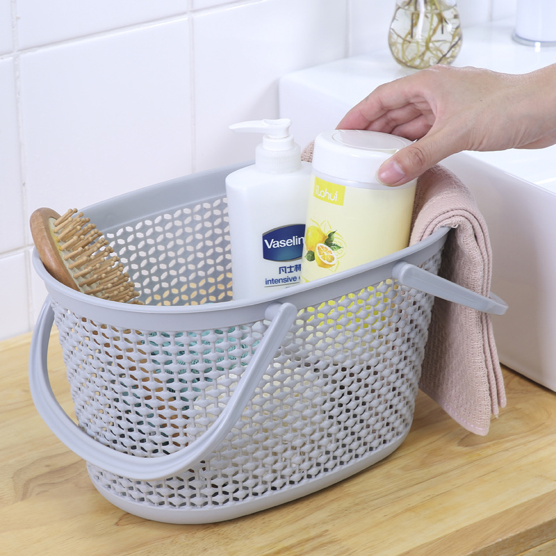 Bath Basket Portable Storage Basket Bath Basket Rattan Plastic Bathroom Storage Box Snack Cosmetics Toiletry Storage Box