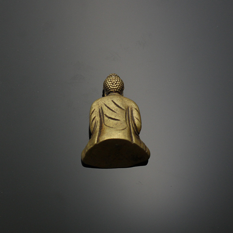 铜实心释迦牟尼小摆件 黄铜佛教小像桌面佛祖挂件宗教产品打坐佛