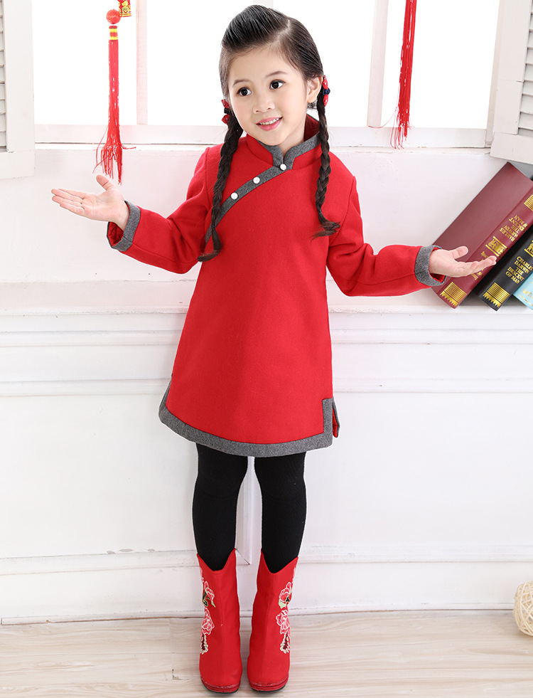 女童唐装冬拜年服中式儿童旗袍中国风小孩加厚宝宝过年衣服新年装