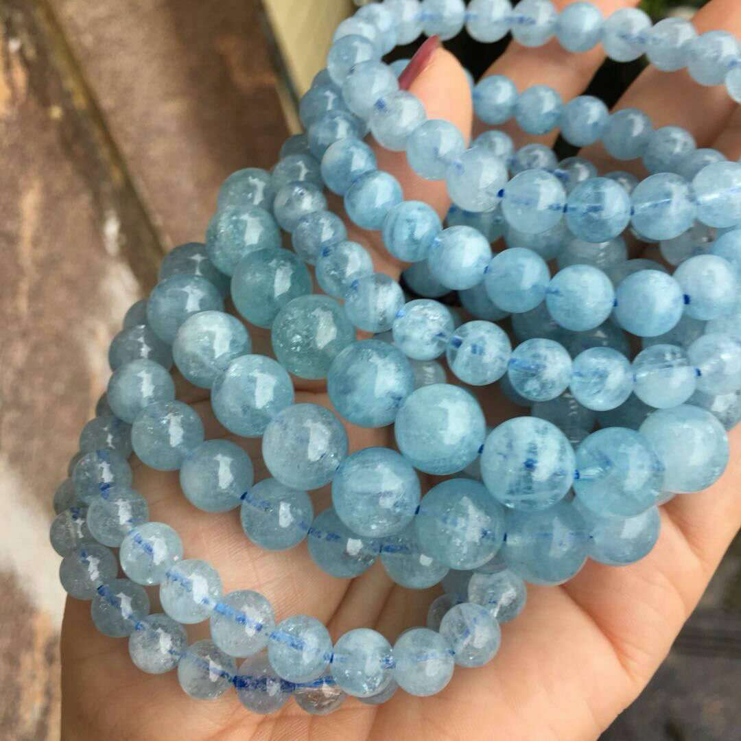 可塘濠琳珠宝天然海蓝宝手链晶体透色泽蓝工艺精工厂直销