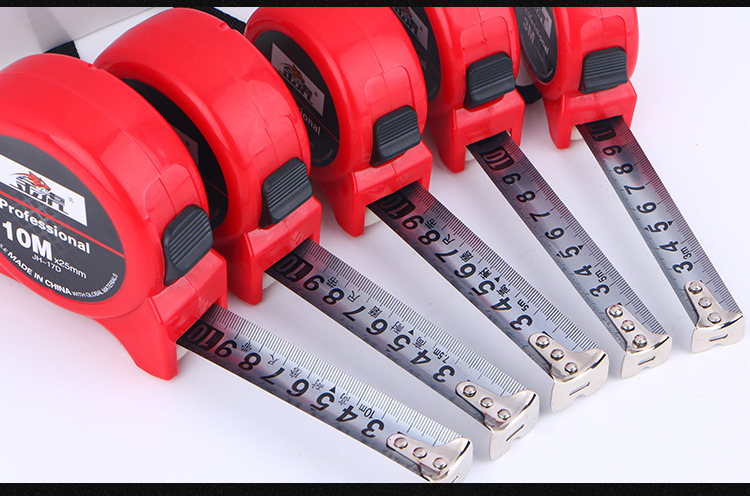 厂家直销贴牌加工金虎红色17d系列3m5m7.5m10m钢卷尺电镀耐磨尺带