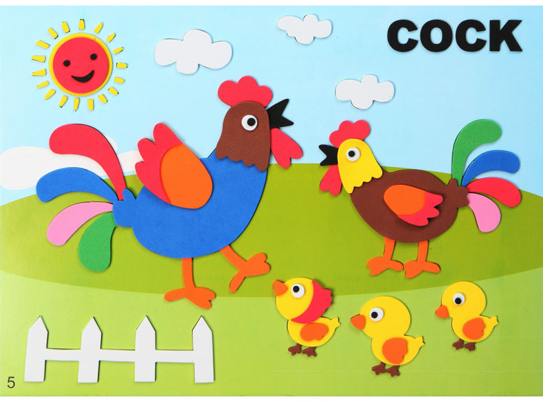 eva新款益智玩具 儿童贴画大号3d立体手工粘贴画 贴纸diy制作套装