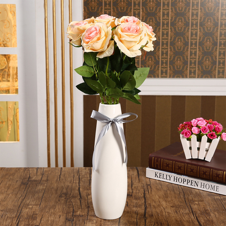 Decoration Decoration New Chinese Heart-Shaped Ceramic White Vase Wholesale Gifts & Crafts