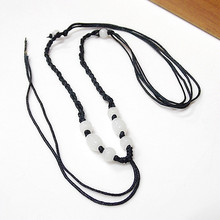 黑色4股编织玻璃白玉珠项链绳 做工结实 简单实在 项链绳玉线批发