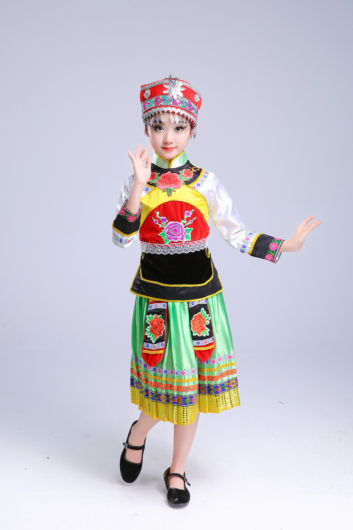 新款儿童56个民族演出服饰土家族幼儿少数民族表演服装土家舞蹈服