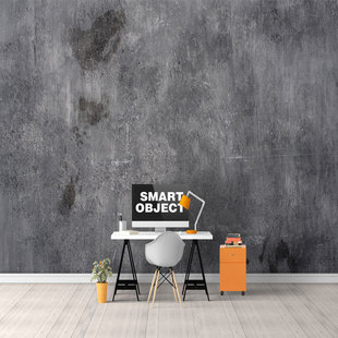 定制水泥墙大型壁画复古怀旧工业风壁纸灰色咖啡厅服装店背景墙纸