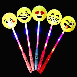 卡通笑脸表情荧光棒厂家晚会演出助威道具闪光魔仙棒发光玩具热卖