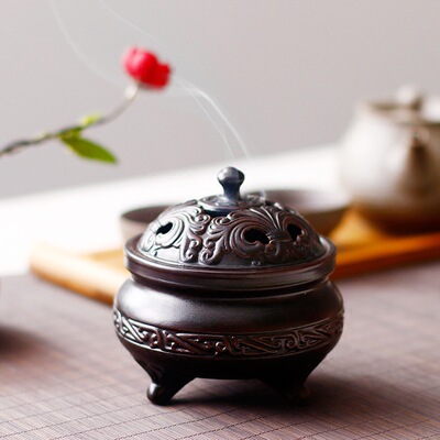 陶瓷盘香炉茶宠摆件茶配空间家居室内香薰炉沉香仿古茶道檀香炉