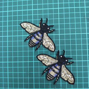 小动物新款电脑平绣蜜蜂图案春夏装贴花装饰鞋花外贸辅料中大档口