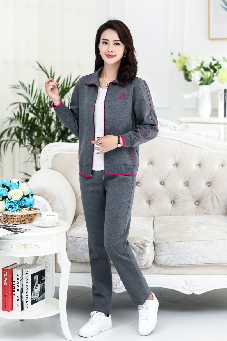 批发中老年运动套装女春秋宽松大码女士运动服休闲装