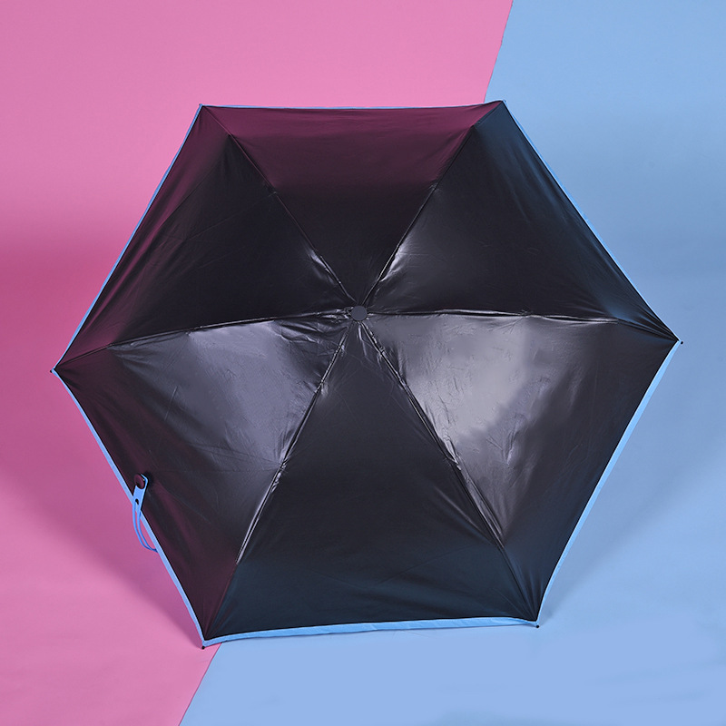 爆款黑胶6骨折叠伞五折伞 便携橡胶太阳伞户外雨伞定制一件代发