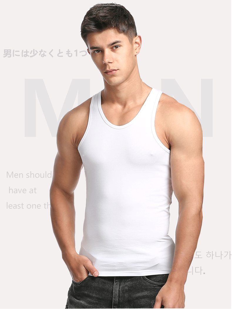 男式背心-2018夏新款男士莫代尔工字背心平肩纯棉无袖
