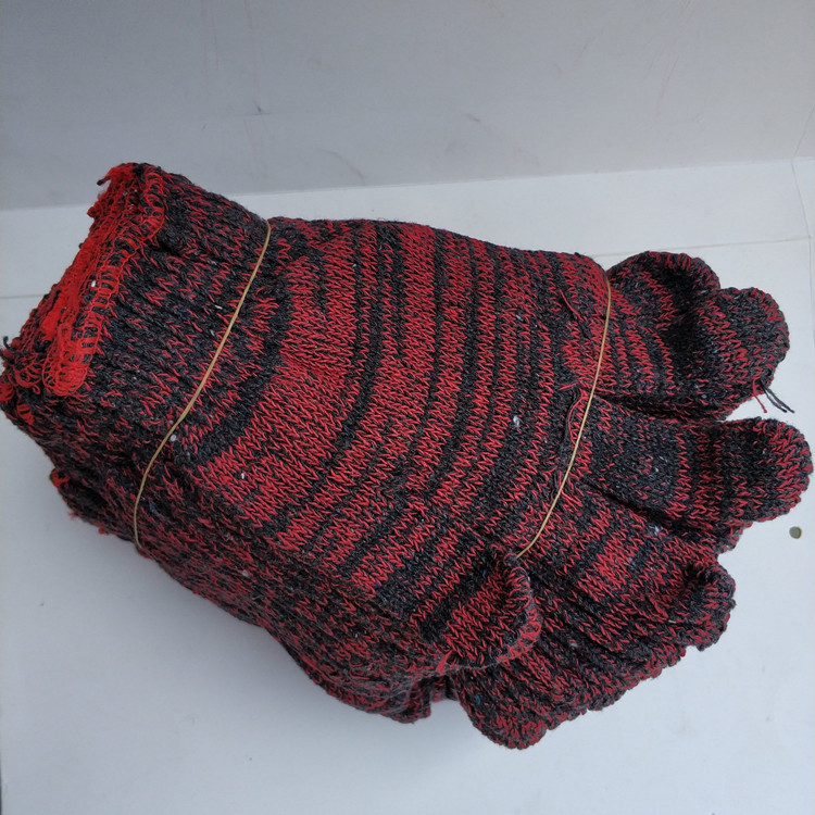 700克花纱线手套 加厚耐磨劳保红花针织棉纱手套 花杂线防护手套