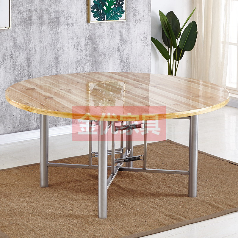 厂家直销 杉木圆桌饭桌 折叠饭店大圆桌 1.8米酒店餐桌大圆桌