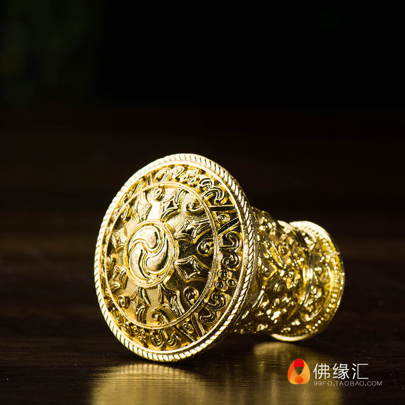 【佛缘汇】藏传佛教用品 合金唐卡轴头 唐卡头子 精美雕花 金色
