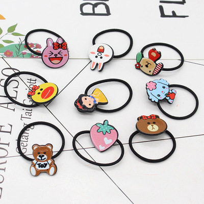 新款儿童发饰 儿童可爱卡通皮筋个性发圈卖萌头绳 1元店地摊批发