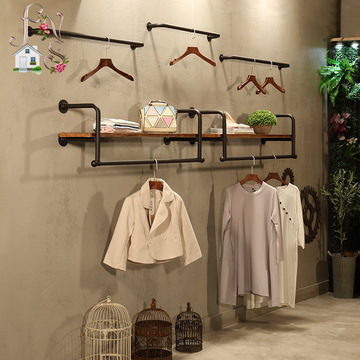 服装陈列架,中岛架-服装店衣架展示架上墙正挂侧挂铁艺壁挂衣服架子