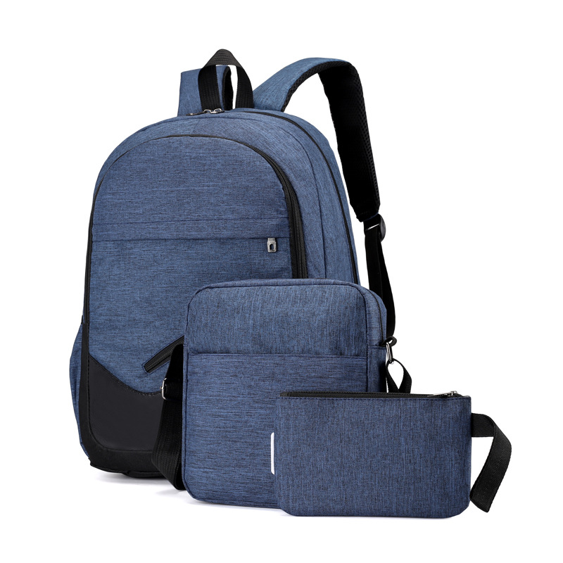 Three-Piece Set Backpack Casual Business Computer Backpack Travel Bag Male and Female High School Student Schoolbag Manufacturer