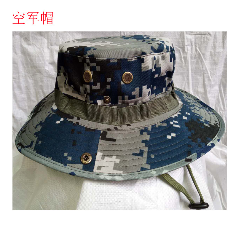 厂家供应迷彩大沿帽 夏季平檐圆顶帽子 户外钓鱼遮阳渔夫帽