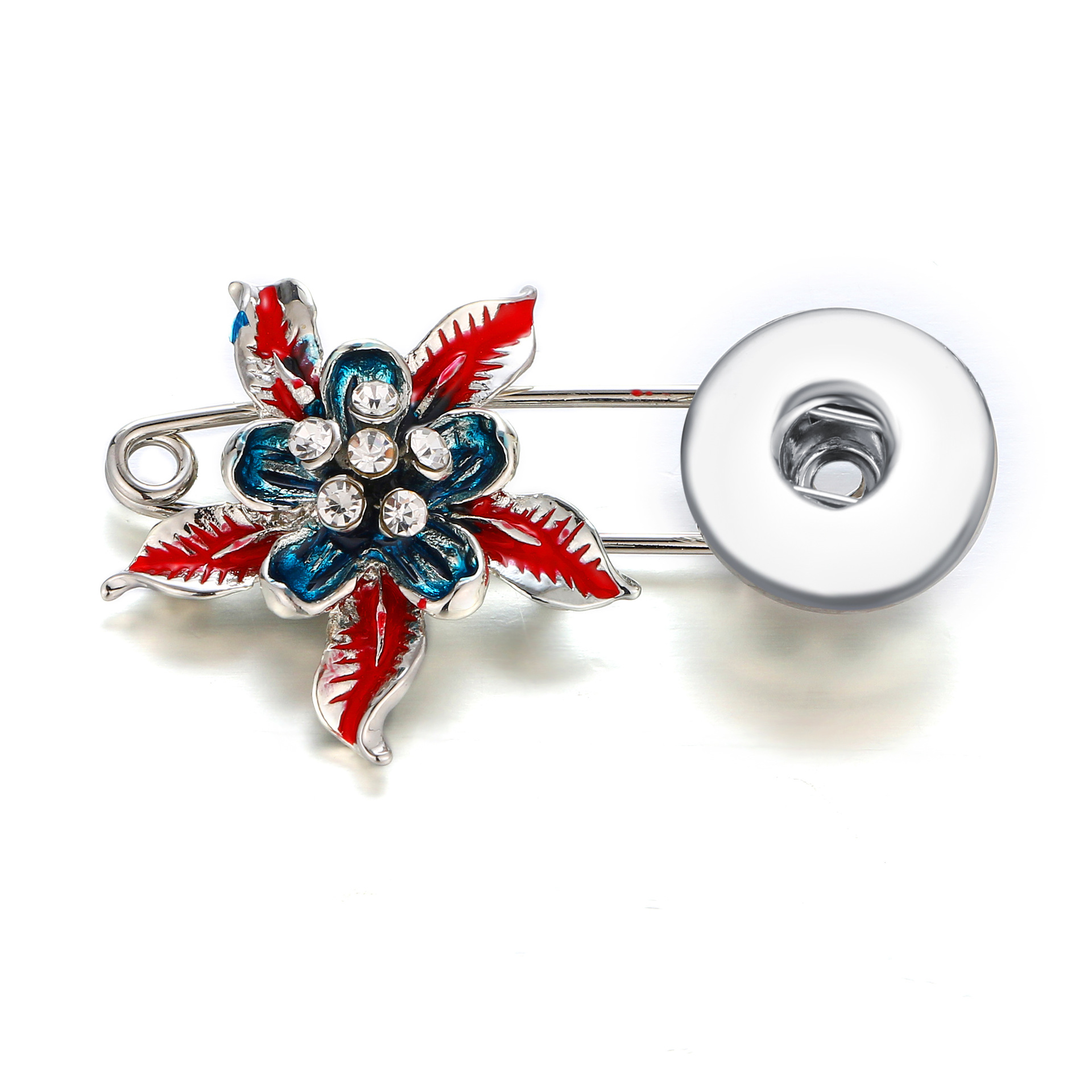 速卖通ebay亚马逊马状18mm 纽扣胸针noosa扣子合金女士花状胸针