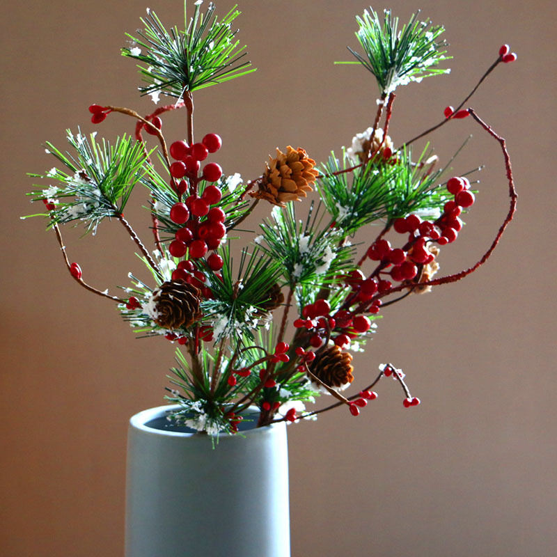 68成交21.4万支松针 迷你圣诞树配件 松果松树枝圣诞装饰小插花跨境