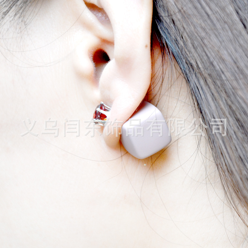 Square plus Plug Earplugs Double-Sided Ear Studs Earrings Plug Handmade Ornament DIY Accessories Earrings Fashion Earplug Accessories Buckle